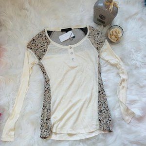 Sanctuary linen brocade long sleeve Henley